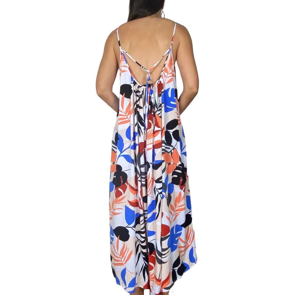 SEAFOLLY "In The Jungle" Multicoloured Floral Print Maxi Slip Dress Size XL 14 - Picture 4 of 12